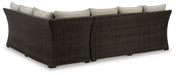 Brook Ranch Outdoor Sofa Sectional/Bench with Cushion (Set of 3) - Atchison Furniture Company (Atchison, KS)
