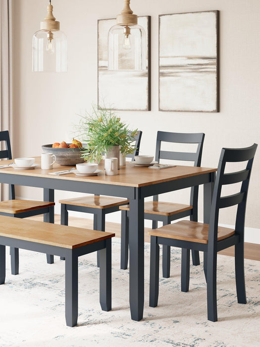 Gesthaven Dining Table with 4 Chairs and Bench (Set of 6) - Atchison Furniture Company (Atchison, KS)