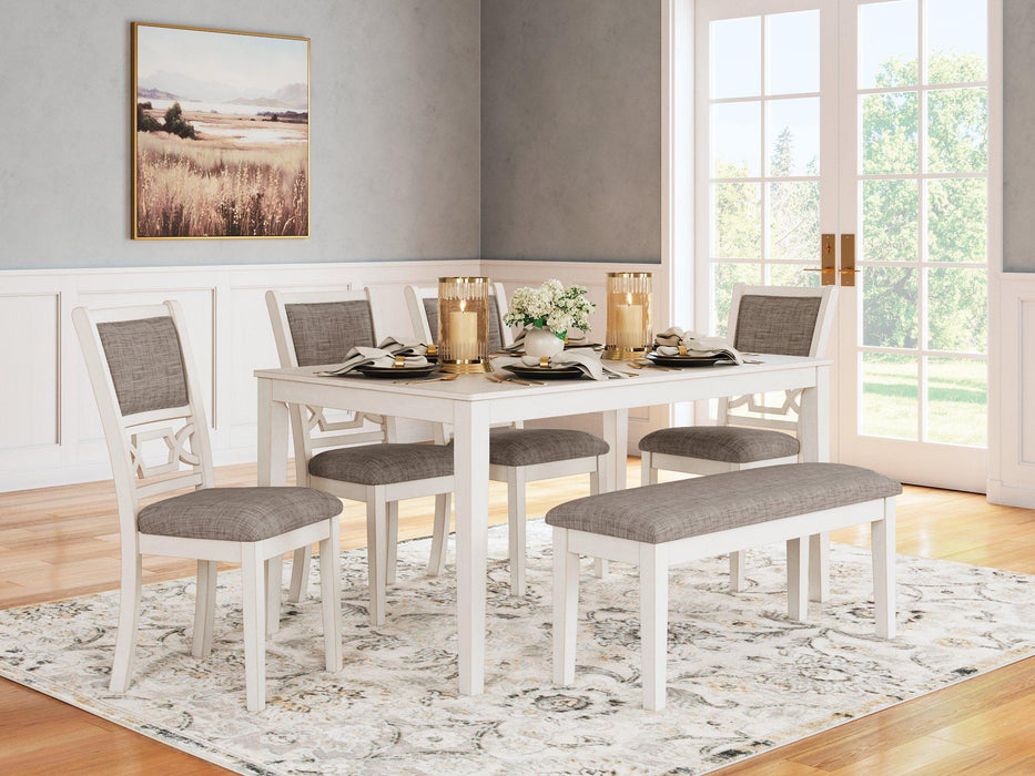 Erinberg Dining Table and 4 Chairs and Bench (Set of 6) - Atchison Furniture Company (Atchison, KS)