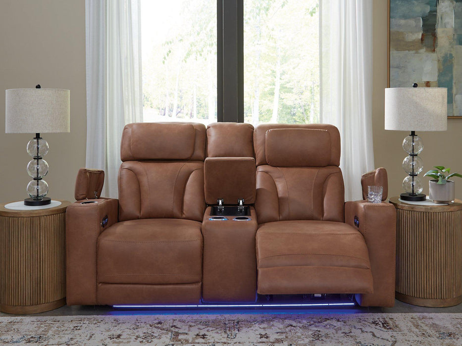 Clean-Slate Power Reclining Loveseat with Console - Atchison Furniture Company (Atchison, KS)