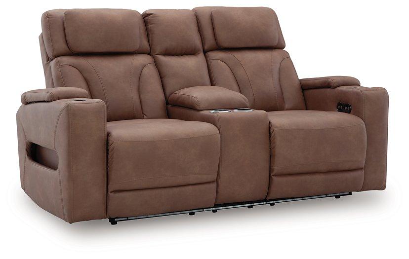 Clean-Slate Power Reclining Loveseat with Console - Atchison Furniture Company (Atchison, KS)