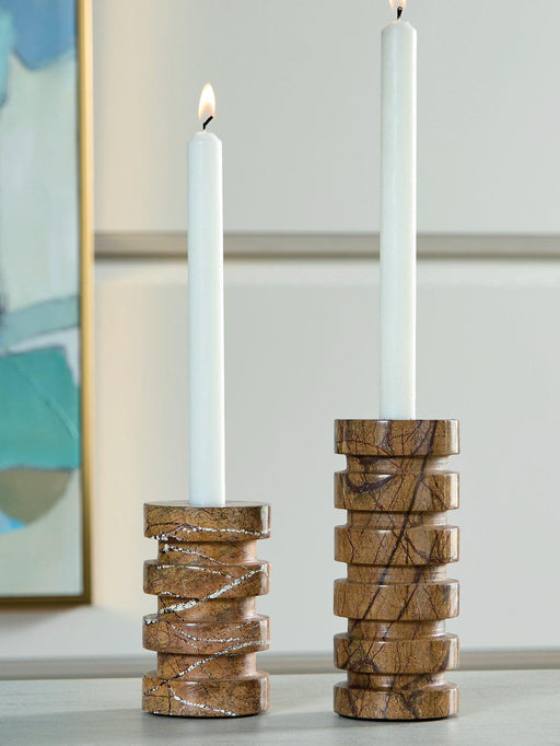 Emsleyfield Candle Holder Set (Set of 2) - Atchison Furniture Company (Atchison, KS)