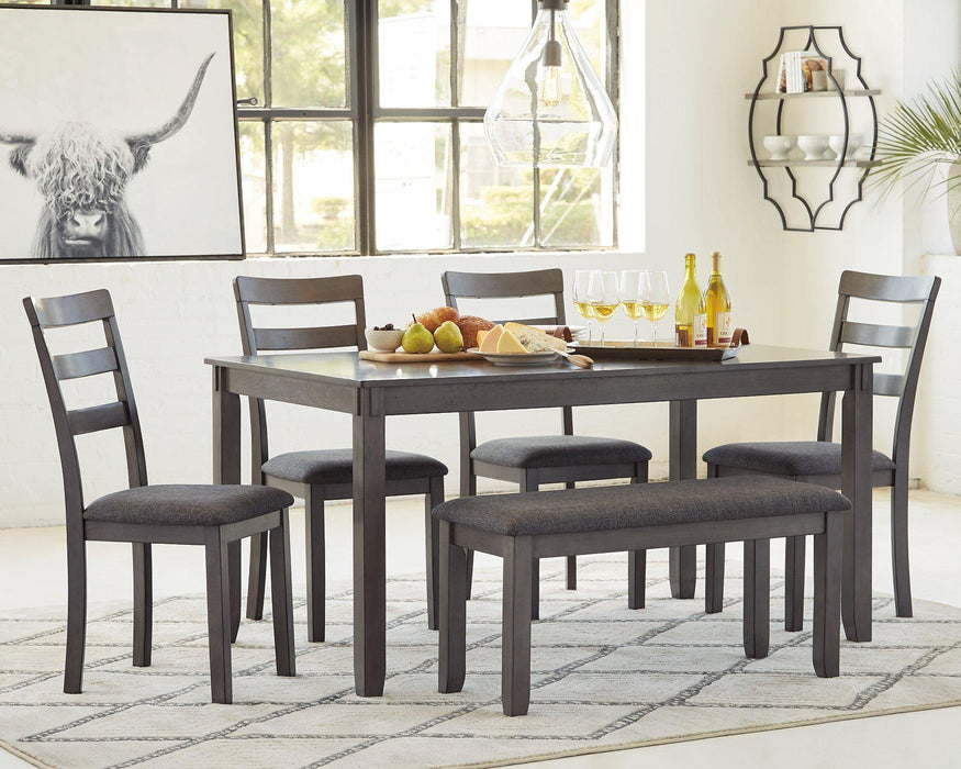 Bridson Dining Table and Chairs with Bench (Set of 6) - Atchison Furniture Company (Atchison, KS)