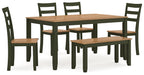 Gesthaven Dining Table with 4 Chairs and Bench (Set of 6) - Atchison Furniture Company (Atchison, KS)