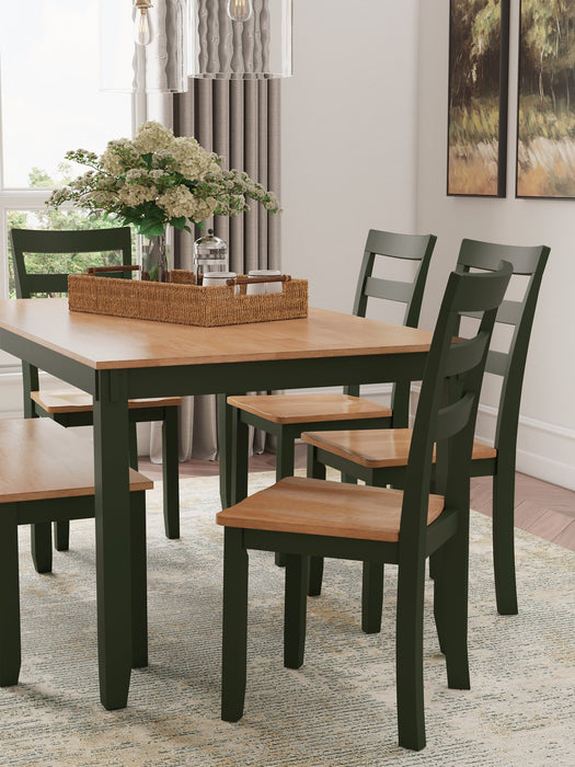 Gesthaven Dining Table with 4 Chairs and Bench (Set of 6) - Atchison Furniture Company (Atchison, KS)