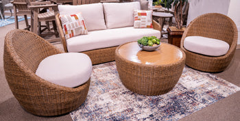 Double Point Outdoor Loveseat/2 Swivel Chairs (Set of 3) - Atchison Furniture Company (Atchison, KS)