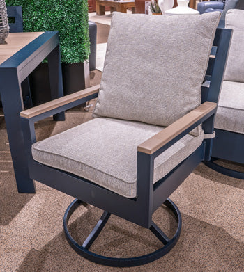 East Beach Outdoor Swivel Chair with Cushion (Set of 2) - Atchison Furniture Company (Atchison, KS)