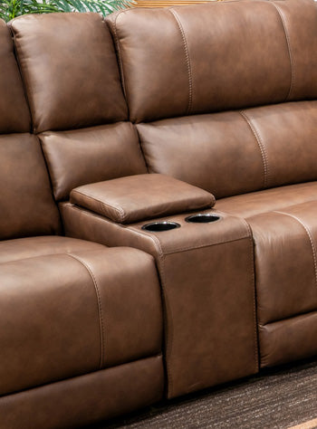 Bleckley Power Reclining Sectional Loveseat with Console - Atchison Furniture Company (Atchison, KS)