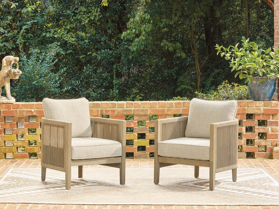 Spooners Cove Outdoor Lounge Chair with Cushion (Set of 2) - Atchison Furniture Company (Atchison, KS)