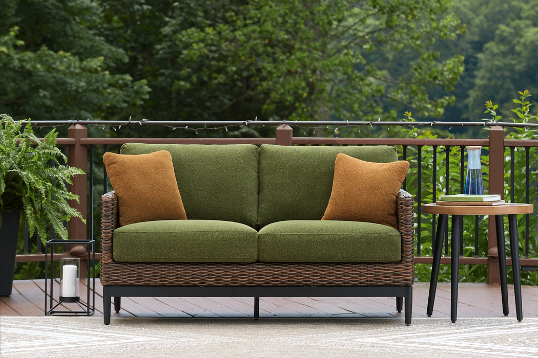 Horizon Hall Outdoor Loveseat with Cushion - Atchison Furniture Company (Atchison, KS)