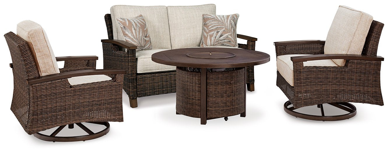 Paradise Trail Outdoor Loveseat, Lounge Chairs and Fire Pit Table - Atchison Furniture Company (Atchison, KS)