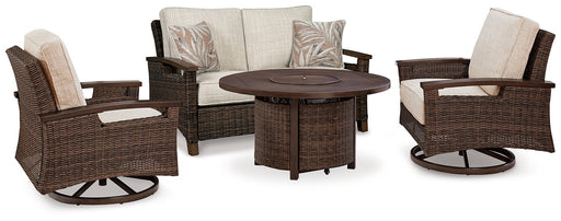 Paradise Trail Outdoor Loveseat, Lounge Chairs and Fire Pit Table - Atchison Furniture Company (Atchison, KS)