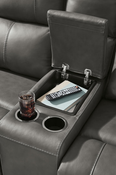 Bleckley Power Reclining Loveseat with Console - Atchison Furniture Company (Atchison, KS)