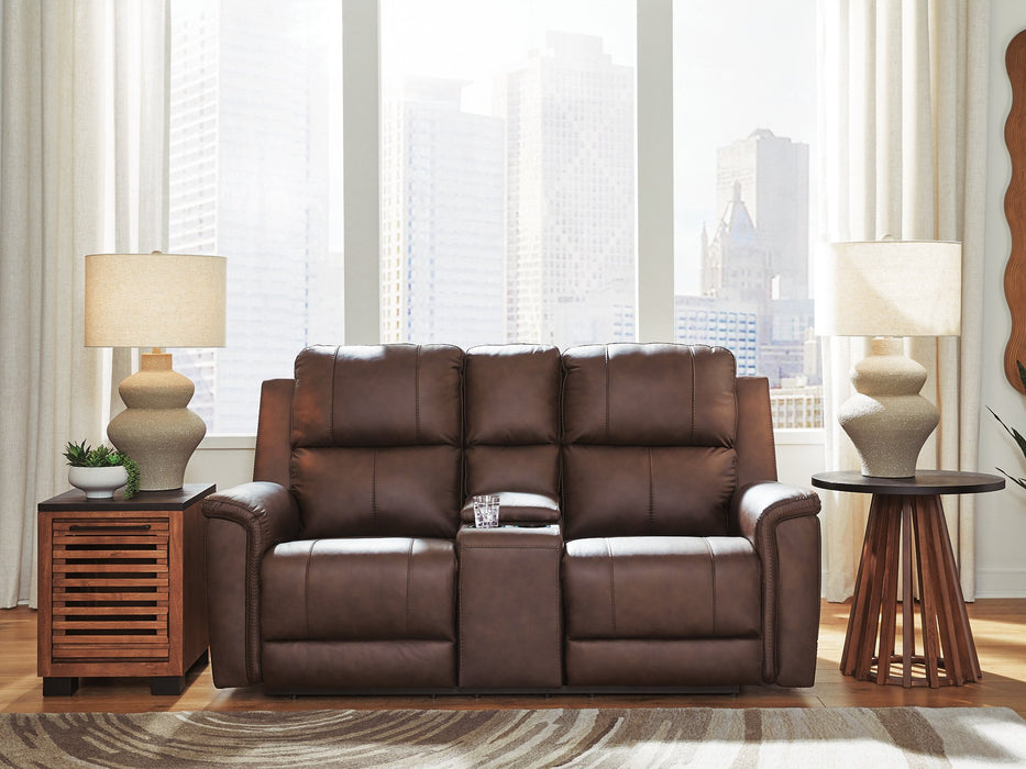 Bleckley Power Reclining Loveseat with Console - Atchison Furniture Company (Atchison, KS)