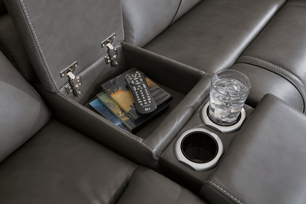 5Z - Pittson Power Reclining Sectional Loveseat with Console - Atchison Furniture Company (Atchison, KS)
