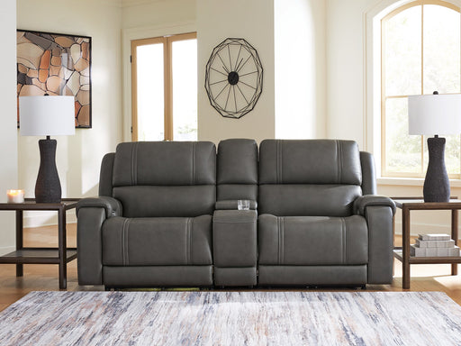 5Z - Pittson Power Reclining Sectional Loveseat with Console - Atchison Furniture Company (Atchison, KS)