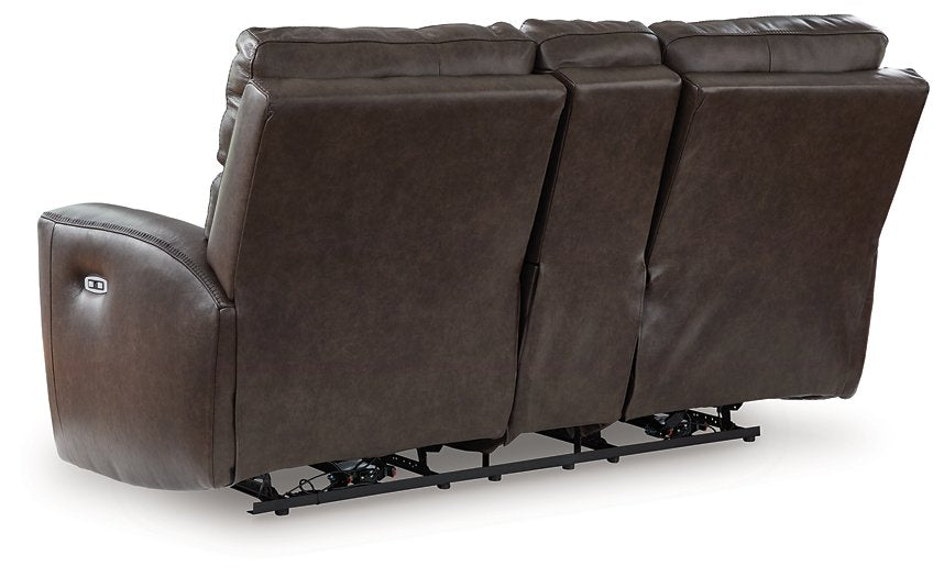 Crossplex Power Reclining Loveseat with Console - Atchison Furniture Company (Atchison, KS)